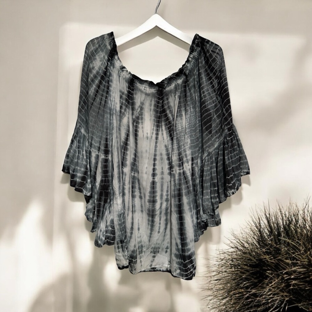Women's Tie Dye Black Elan Blouse Size Small Boho Chic